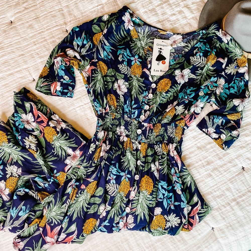 Leo Rosi Alicia Floral Button Down Midi Dress